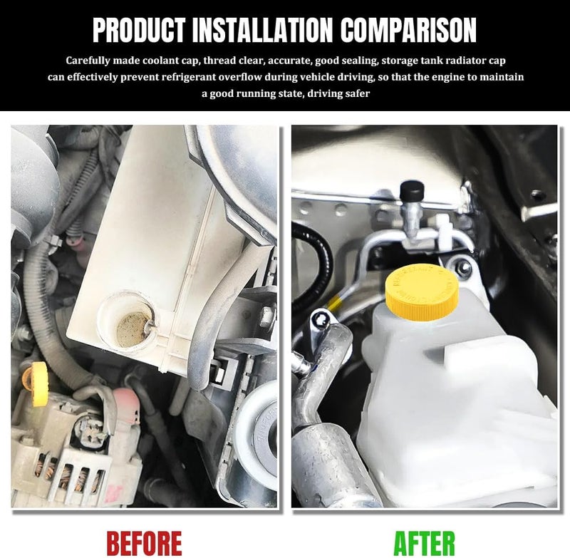Lyxheth 2PCS Coolant Reservoir Cap, Radiator Reservoir Cap, Engine Radiator Water Tank Caps Coolant Caps OEM#21712-79900, Car Coolant Water Tank Reservoir Cap Compatible with Infiniti Nissan (Yellow) - Image 4